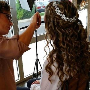 Crystal and pearl wedding hair piece